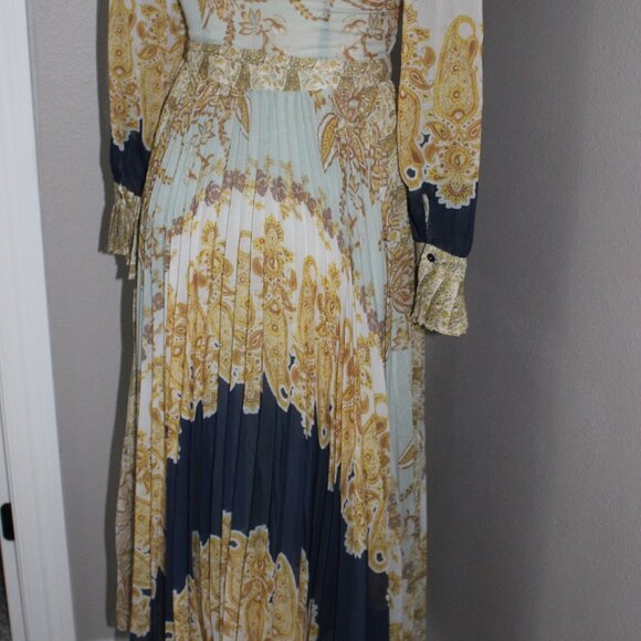 NWOT H&M Royal Wedding Pleated Chiffon Wrap Maxi Dress - Picture 10 of 13